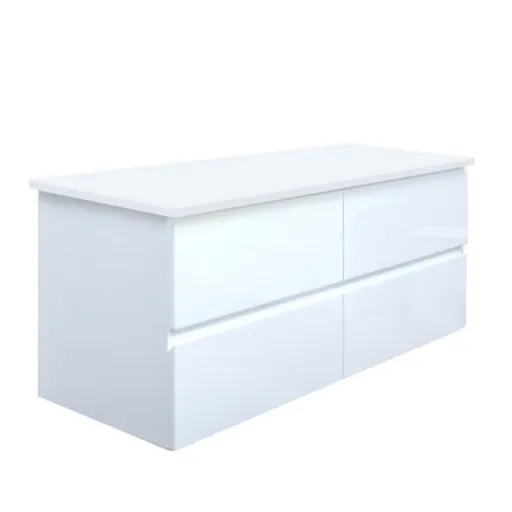 Kúpeľňová skrinka s krycou doskou SAT B-Way 119x50x45 cm biela lesk BWAY2120WDESK