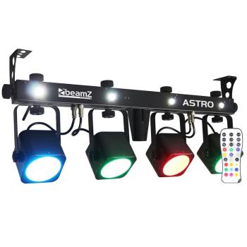 Beamz LED ASTRO, štvorcestná LED svetelná sada, 4 x 10 W COB LED, nožný pedál