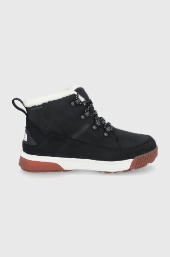 Kožená obuv The North Face W SIERRA MID LACE WP dámska, čierna farba, jemne zateplené