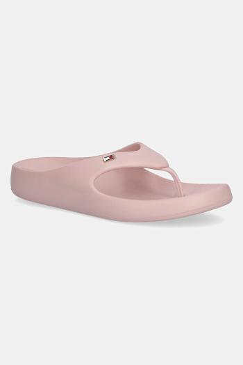 Šľapky Tommy Hilfiger TH COMFORT BEACH SANDAL dámske, ružová farba, na plochom podpätku, FW0FW08522