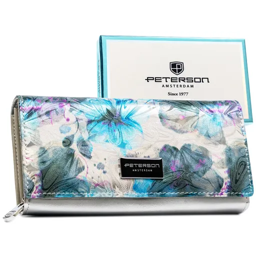 Veľká dámska peňaženka z viacfarebnej prírodnej a ekologickej kože na patent – Peterson