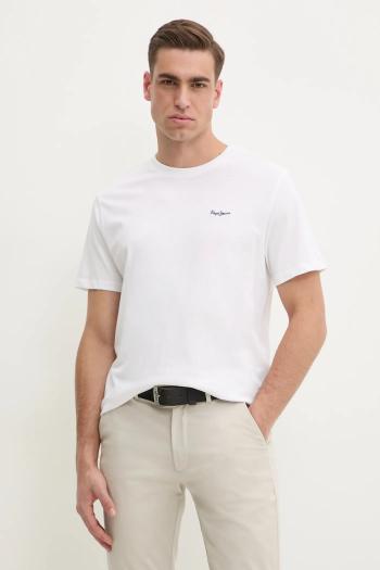Bavlnené tričko Pepe Jeans CONTRAST CONNOR pánske, biela farba, jednofarebné, PM509933