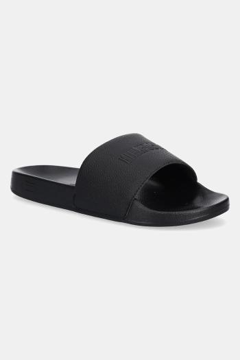 Šľapky Tommy Hilfiger TH PRINT TUMBLE POOL SLIDE čierna farba, FM0FM05505