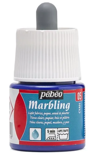 PÉBÉO MARBLING - Farba na mramorovanie 005 - cyan, 45 ml