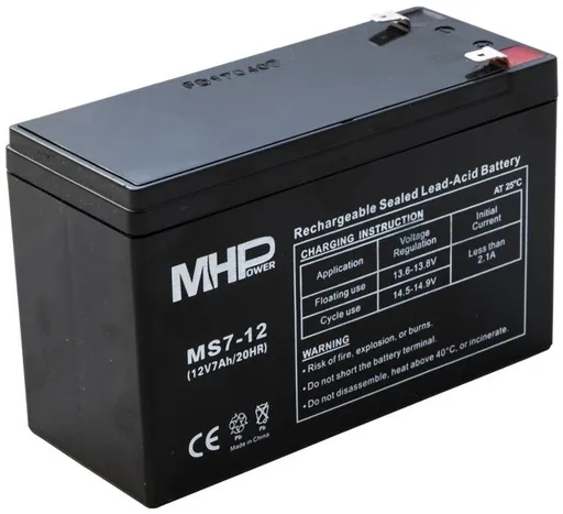 Mhpower olovený akumulátor ms7-12 agm 12 v 7 ah faston f2 6,3 mm