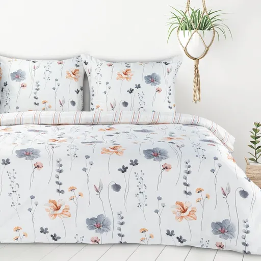 ArtFir Obliečky na dvojlôžko LEA 10 | biela/sivá 220 x 200 cm