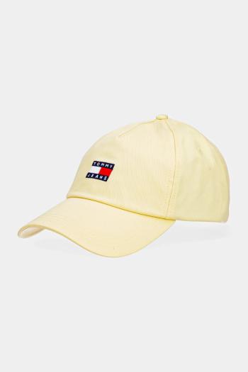 Bavlnená šiltovka Tommy Jeans béžová farba, s nášivkou, AW0AW16991