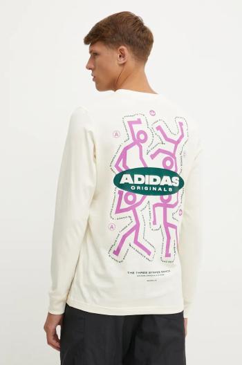 Tričko adidas Originals pánske, béžová farba, s potlačou, IX6785