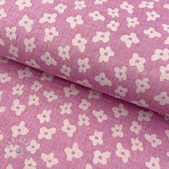 Dvojitá gázovina/mušelín JACQUARD Flowers cerise
