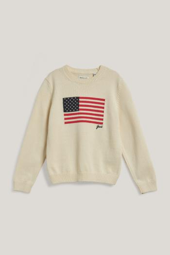 SVETR GANT FLAG KNIT C-NECK CREAM