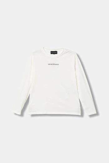 Detská bavlnená košeľa s dlhým rukávom Emporio Armani biela farba, s potlačou, EB000420 AF15013