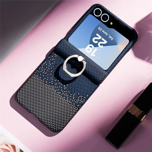 FIBRASKIN Štýlový kryt s držiakom pre Samsung Galaxy Z Flip7 FE 5G / Flip6 5G modrý