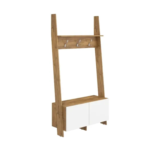 ArtCross Vešiaková stena RACK | 10 Farba: dub burgund/biela lesk