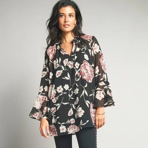 Tunika s rozšírenými rukávmi a potlačou