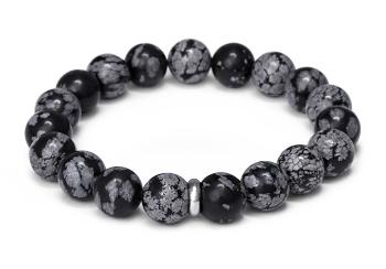 Agato Korálkový náramok z obsidiánu MINK157/20