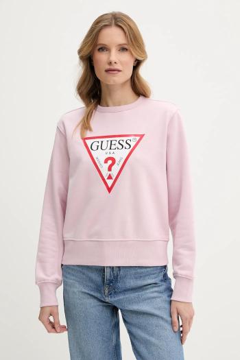 Mikina Guess dámska, fialová farba, s potlačou, W2YQ16 KBA11