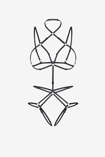 Čierne body harness ramienka Angela