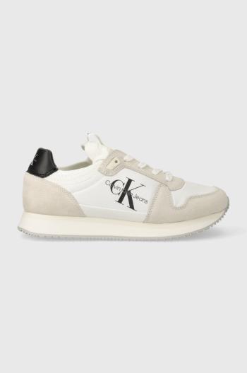 Tenisky Calvin Klein Jeans YW0YW00840 RUNNER SOCK LACEUP NY-LTH W biela farba, YW0YW00840