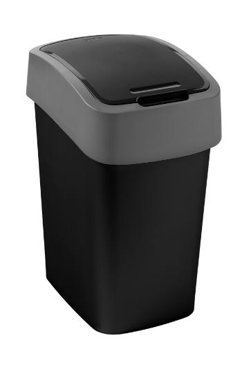 CURVER Odpadkový kôš FLIP BIN 9l | čierna / strieborná