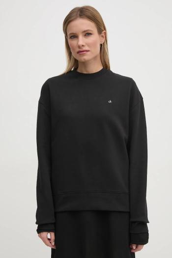 Bavlnená mikina Calvin Klein dámska, čierna farba, jednofarebná, K20K208092