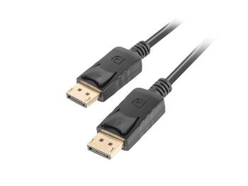 LANBERG pripojovací kábel DisplayPort 1.2 M/M, 4K@60Hz, dĺžka 3m, čierny, so západkou, pozlátené konektory