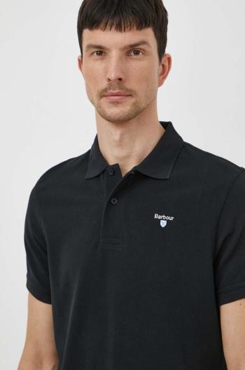 Bavlnené polo tričko Barbour čierna farba, jednofarebný, MML0358