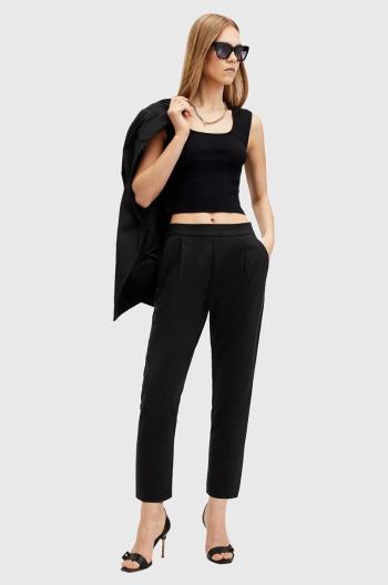 Nohavice AllSaints ALEIDA TRI TROUSER dámske, čierna farba, strih chinos, stredne vysoký pás, W009QZ