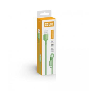 COLORWAY CABLE USB - APPLE LIGHTNING (SOFT SILICONE) 2.4A 1M GREEN (CW-CBUL042-GR)