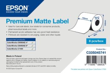 Epson C33S045741 Premium Matte, pre ColorWorks, 102mmx60m, biele samolepiace etikety