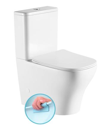 SAPHO - BELLO RIMLESS WC kombi, spodný/zadný odpad, biela PC103WR