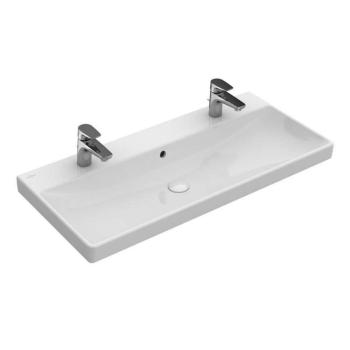 VILLEROY & BOCH - Avento Dvojumývadlo nábytkové, 100x47 cm, s prepadom, otvory na batériu, CeramicPlus, alpská biela 4156A4R1
