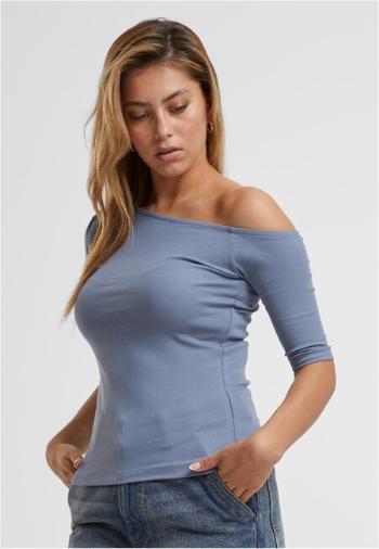 Urban Classics Ladies Organic Asymmetric Rib Tee cloudsky - M
