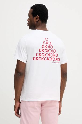 Bavlnené tričko Calvin Klein Jeans pánske, biela farba, vzorované, LV04RC825G