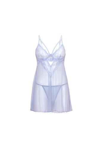 Svetlomodrá babydoll košieľka s čipkou Elsie