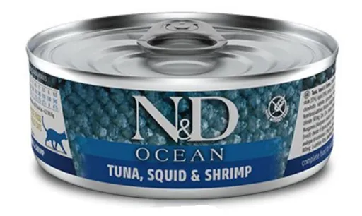 Farmina N&D cat OCEAN tuna, squid & shrimp konzerva pre mačky 70g