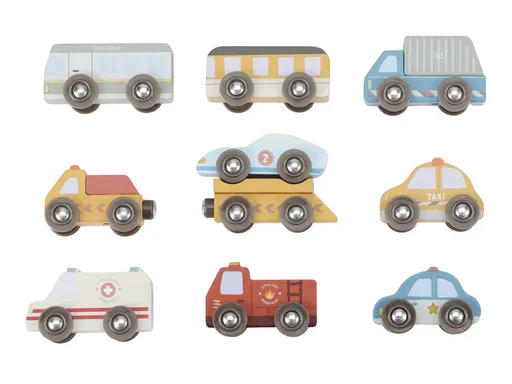 LITTLE DUTCH Sada drevených autíčok