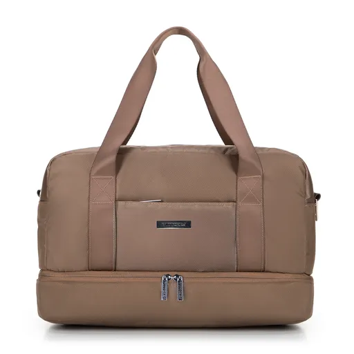 Hnedá cestovná taška do lietadla s vodoodolnou priehradkou Free on Board 56-3S-708-86