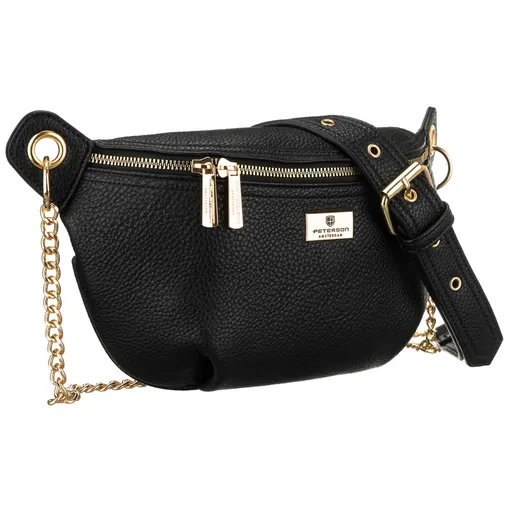 Čierna dámska crossbody kabelka z ekologickej kože s retiazkovým detailom