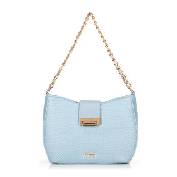 Dámska pletená crossbody kabelka modrá