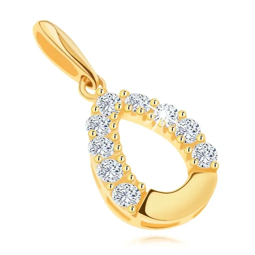 Prívesok zo žltého 14K zlata - trblietavý obrys slzy, lesklá spodná časť