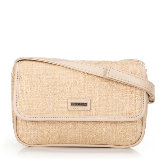 Pletená crossbody s klopou malá béžová