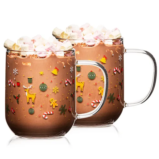 4Home Sklenený hrnček Hot&Cool Christmas time 350 ml, 2 ks