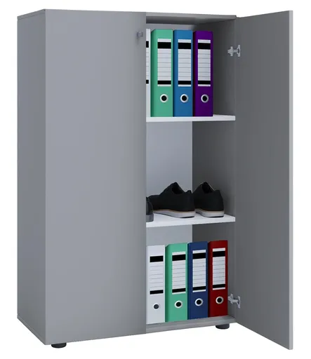 VCM Komoda Lona 3 přihrádky s dvířky, šedá