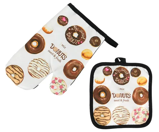 MAKRO - Chňapka sada 2ks, rukavica a podložka, DONUTS