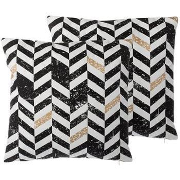 BELIANI, Sada 2 vankúšov Chevron vzor 45 × 45 cm čierna a biela HELCONIA, 205744 (beliani_205744)