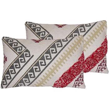 BELIANI, Sada 2 bavlnených vankúšov s geometrickým vzorom 30 x 50 cm viacfarebná BETULA, 303226 (beliani_303226)
