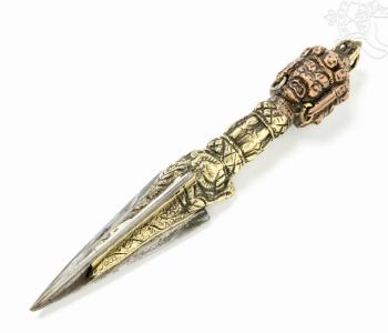 Phurba (3 élű kés) három fémből - 18 cm