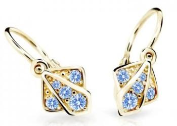 Cutie Jewellery Detské náušnice zo žltého zlata C2241-10-X-1 svetlo modrá