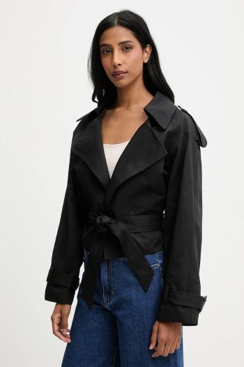 Bunda Answear.LAB čierna farba, prechodná, oversize