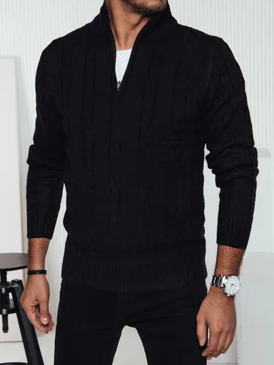 Pánsky sveter s golierom na gombíky, čierny Dstreet WX2265 skl.41